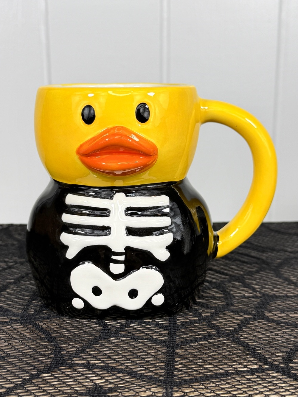 NEW Little Village Skeleton Duck Halloween Mug